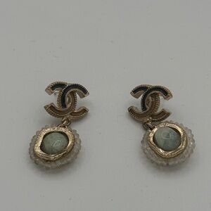 CHANEL Gold and Black Earrings